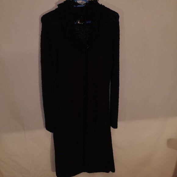 725 Originals Ladies Junior Black Long Duster Cardigan Sweater - Picture 1 of 7